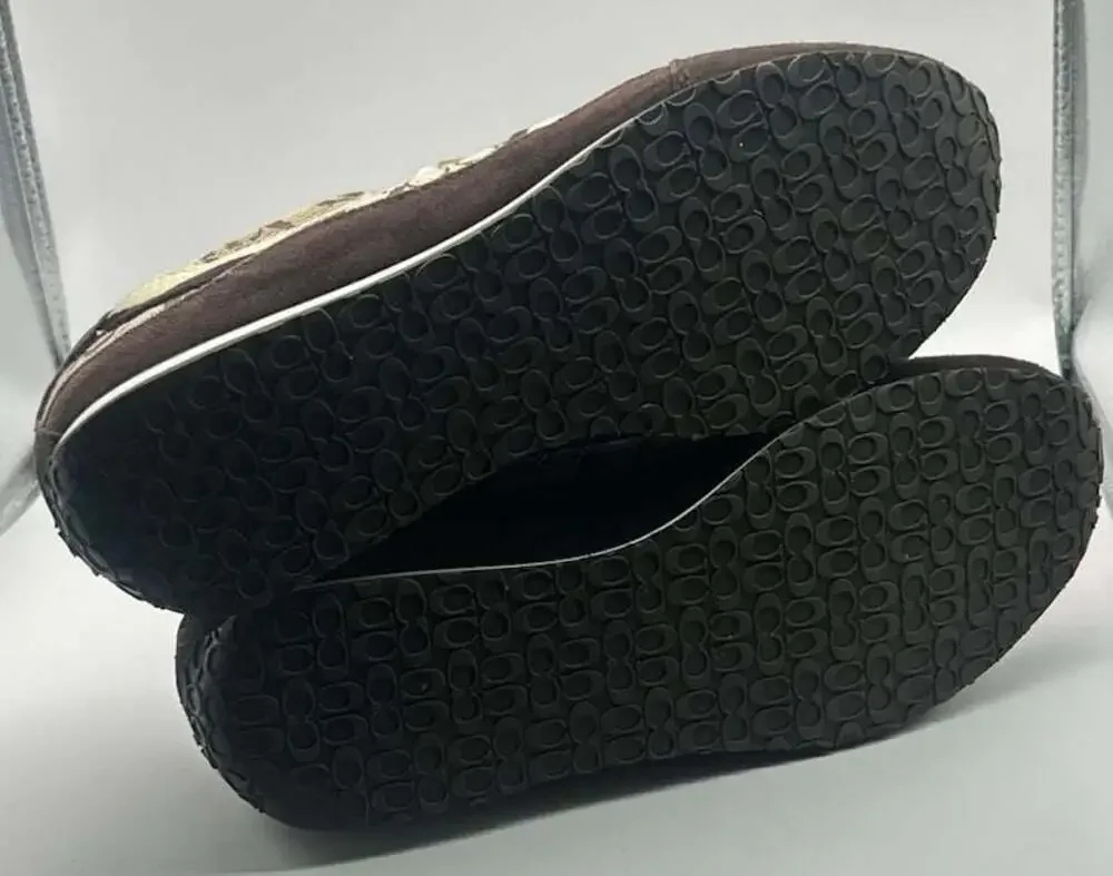 Coach Signature C Logo Canvas and Suede Sneakers in Brown